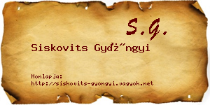 Siskovits Gyöngyi névjegykártya